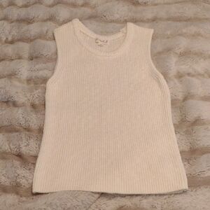 Marled Cream Sleeveless Crew Neck Sweater M